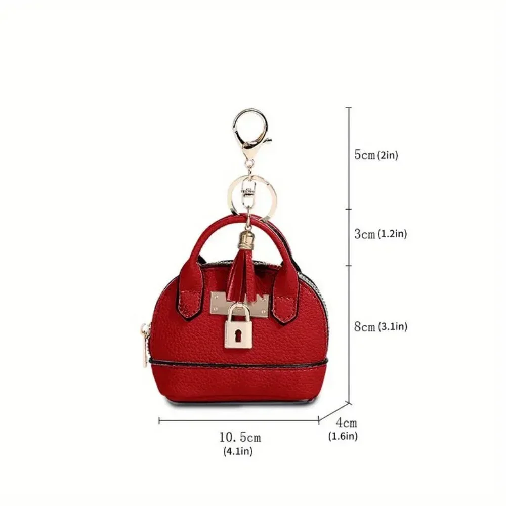 Cute Mini Faux Leather Coin Purse Bag Keychain for money/lipstick/earpods - Picture 4 of 7